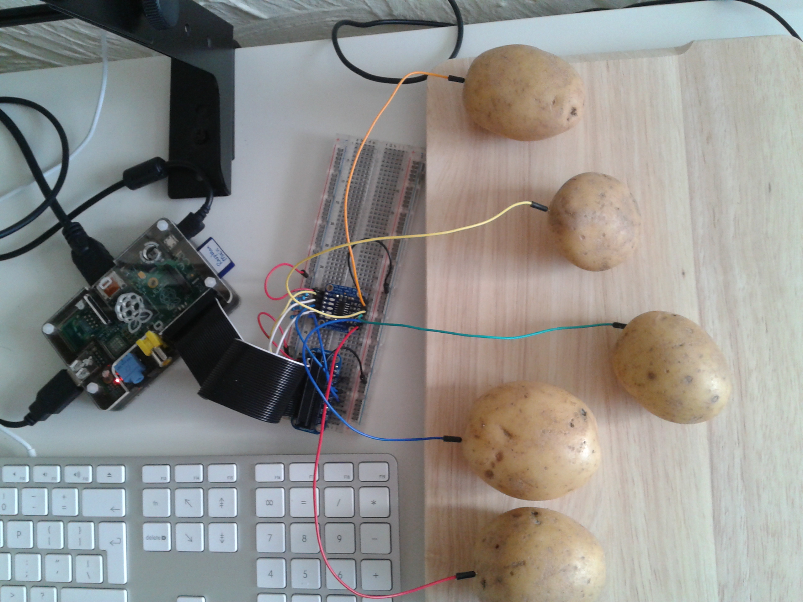 Capacitive Touch Potatoes on the Raspberry Pi | arghbox