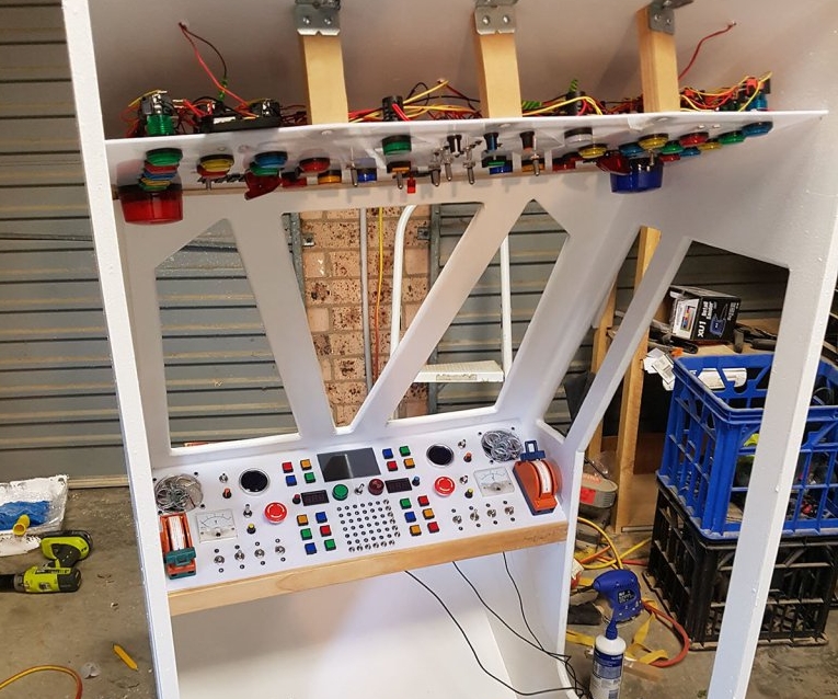 Space Age Console In A Bunk Bed Gets Sound Effects From Raspberry Pete Dearing Wanted To Do Build Something For His Kids And It Had Have Ons A Lot Of He Purchased Plans Space Themed Bunk Bed
